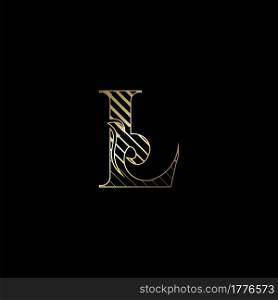 Initial Letter L Luxury Logo Icon Golden Stripe Line Vector Template Design Concept.