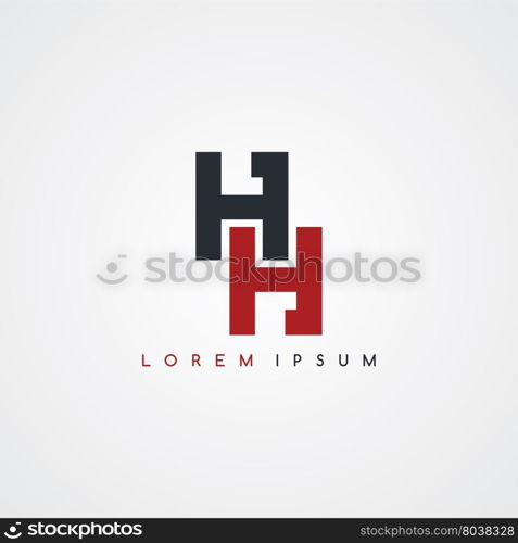 initial letter linked uppercase logo black red in white background