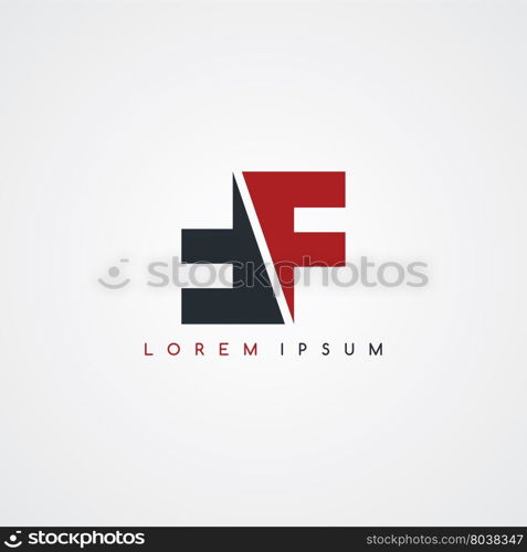 initial letter linked uppercase logo black red in white background