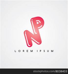 initial letter linked uppercase logo black red in white background