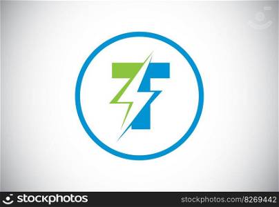 Initial letter logo design with lighting thunder bolt. Electric bolt letter logo vector
