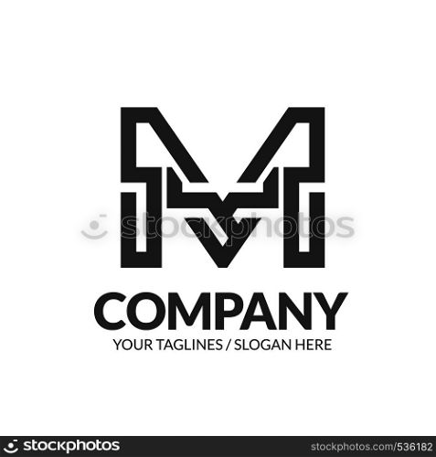 initial letter M geometric strong monogram logo vector illustration isolated on white background
