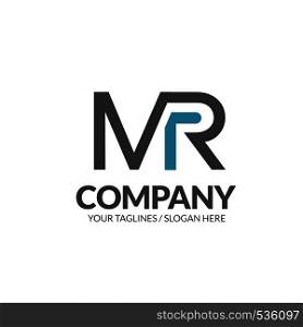 initial letter MR geometric strong monogram logo vector illustration isolated on white background