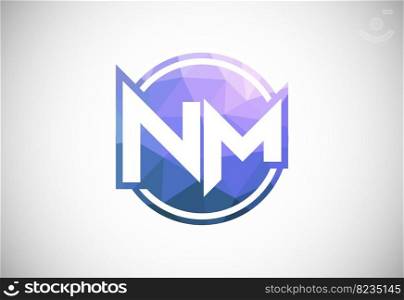 Initial Letter N M Low Poly Logo Design Vector Template. Graphic Alphabet Symbol For Corporate Business Identity