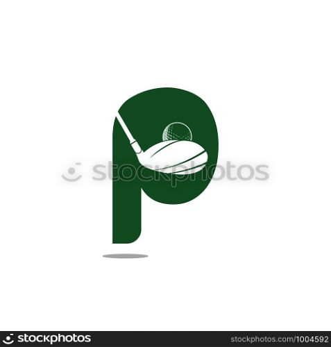Initial letter P gold vector logo design. Golf club inspiration logo design.
