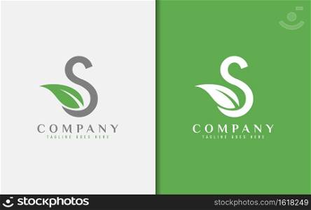 Initial Letter S Combine With Green Leaf Shape. Usable For Business, Community, Foundation, Services Company. Vector Logo Design Illustration. Graphic Design Element.