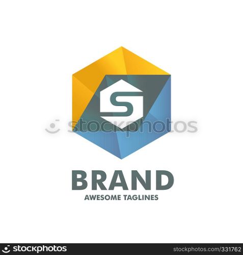 initial letter s with hexagon color background logo concept vector
