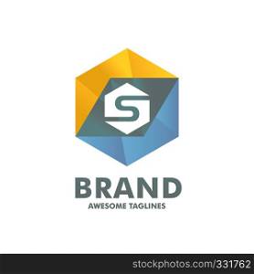 initial letter s with hexagon color background logo concept vector