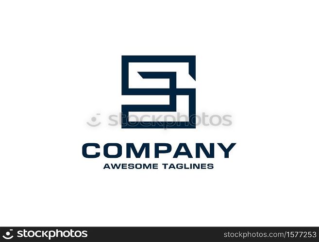 initial Letter SE, SC square logo vector concept
