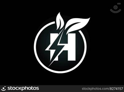 Initial letter thunderbolt leaf circle or eco energy saver icon. Leaf and thunderbolt icon concept for nature power electric logo