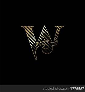 Initial Letter W Luxury Logo Icon Golden Stripe Line Vector Template Design Concept.