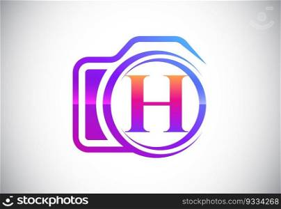 Initial letter with a camera icon. Logo for photography business, and company identity