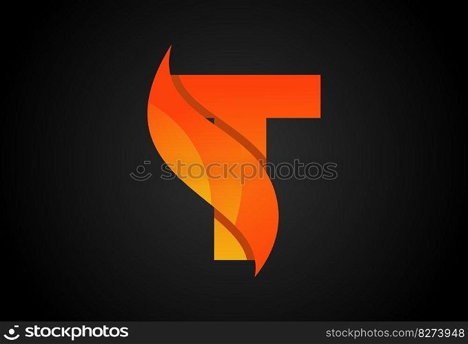 Initial letter with a swoosh or flame. Fire flames or swoosh design vector illustration