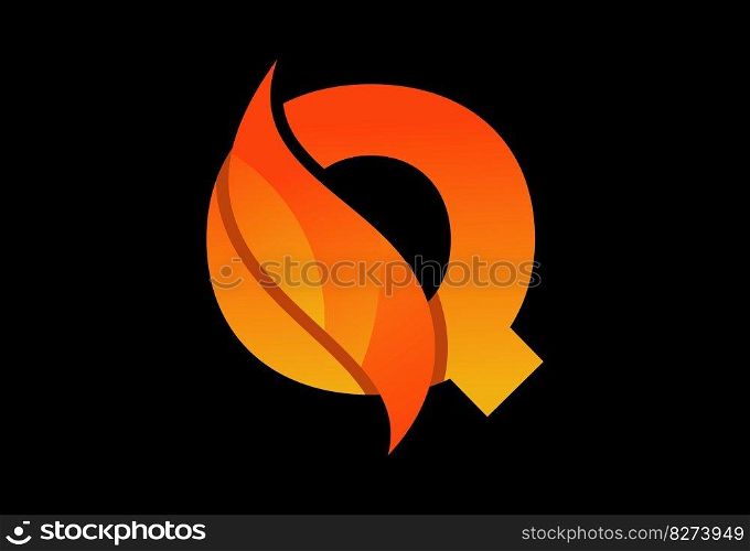 Initial letter with a swoosh or flame. Fire flames or swoosh design vector illustration