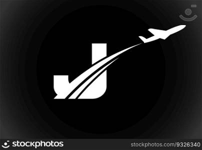 Initial letter with airplane Logo Design. Airline, airplane, aviation, travel logo template.
