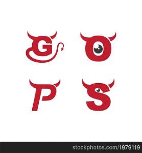 Initial letter with Devil Horn logo vector flat design