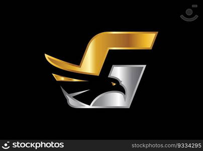 Initial letter with Eagle head negative space symbol. Creative Eagle head vector design