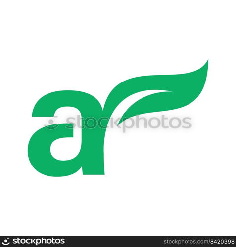 Initial letter with green leaf logo vector template