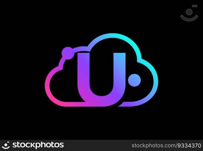 Initial letter with the cloud. Cloud computing service logo. Cloud technology logo