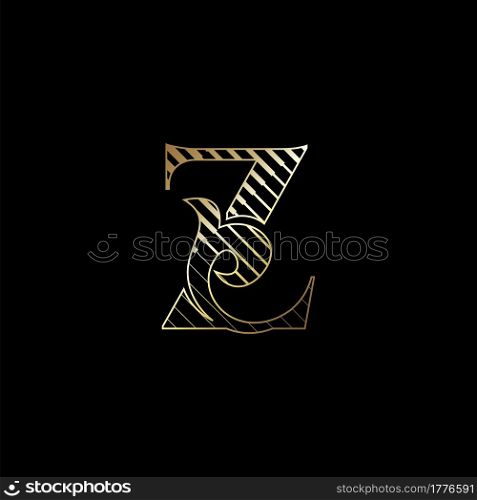Initial Letter Z Luxury Logo Icon Golden Stripe Line Vector Template Design Concept.