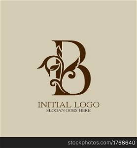 Initial logo letter B luxury style. Vintage nature floral Leaves concept logo vector design template.