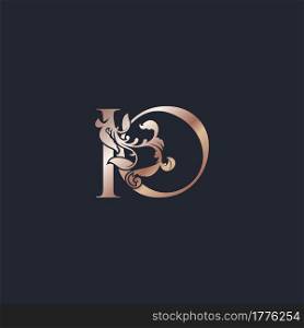 Initial Logo Letter I and O, IO, Rose Gold Color Luxury Style Vector Design Template.