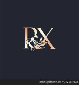 Initial Logo Letter R and X, RX, Rose Gold Color Luxury Style Vector Design Template.