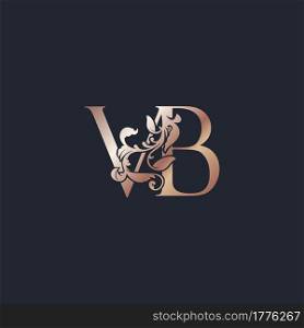 Initial Logo Letter V and B, VB, Rose Gold Color Luxury Style Vector Design Template.
