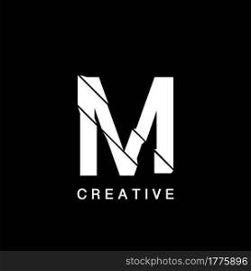 Initial M Letter Flat Logo Abstract Technology Vector Design Concept.
