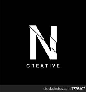 Initial N Letter Flat Logo Abstract Technology Vector Design Concept.
