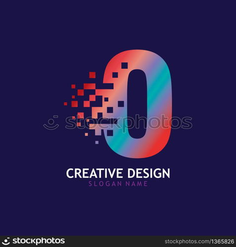 Initial O Letter Design with Digital Pixels logo vector