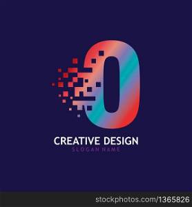 Initial O Letter Design with Digital Pixels logo vector
