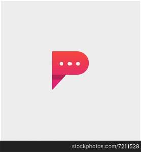 Initial P Chat Logo Design Vector Illustration Forum Icon. Initial P Chat Logo Design Vector Illustration