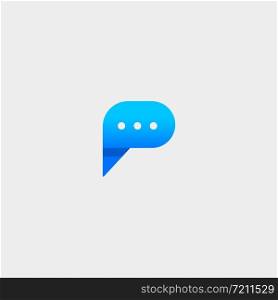 Initial P Chat Logo Design Vector Illustration Forum Icon. Initial P Chat Logo Design Vector Illustration