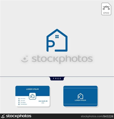 initial P creative logo template, minimalist logo for real estate corporate. vector illustration, business card design template include. initial creative logo template, minimalist logo for real estate corporate. vector illustration, business card design template include