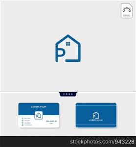 initial P creative logo template, minimalist logo for real estate corporate. vector illustration, business card design template include. initial creative logo template, minimalist logo for real estate corporate. vector illustration, business card design template include