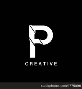 Initial P Letter Flat Logo Abstract Technology Vector Design Concept.