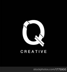 Initial Q Letter Flat Logo Abstract Technology Vector Design Concept.