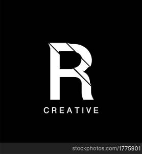Initial R Letter Flat Logo Abstract Technology Vector Design Concept.