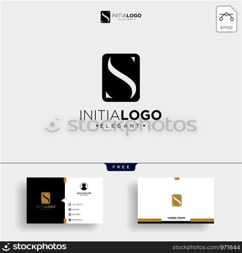 initial S luxury logo template vector illustration and business card design. initial S luxury logo template and business card design