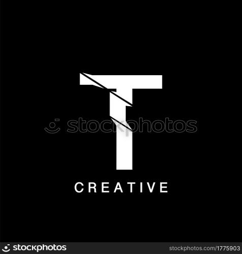 Initial T Letter Flat Logo Abstract Technology Vector Design Concept.