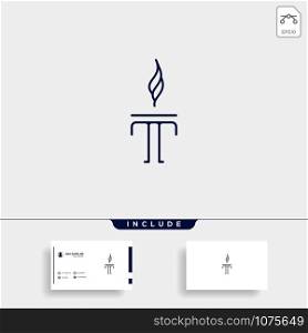 Initial T Torch Logo Template Vector Design Flame Icon. Initial T Torch Logo Template Vector Design