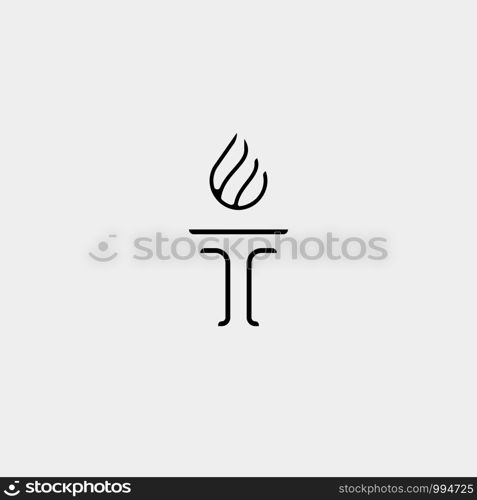 Initial T Torch Logo Template Vector Design Flame Icon. Initial T Torch Logo Template Vector Design