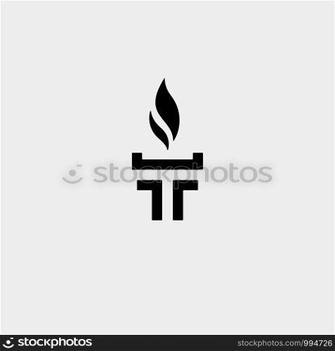 Initial T Torch Logo Template Vector Design Flame Icon. Initial T Torch Logo Template Vector Design