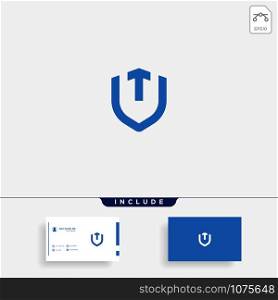 Initial T U Shield Logo Template Vector Design Guard Icon. Initial T U Shield Logo Template Vector Design