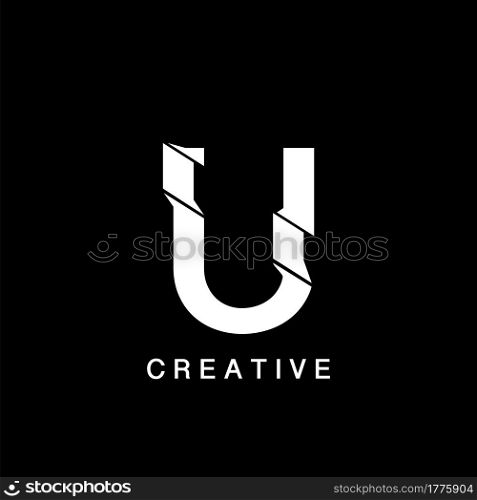 Initial U Letter Flat Logo Abstract Technology Vector Design Concept.