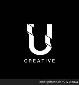 Initial U Letter Flat Logo Abstract Technology Vector Design Concept.