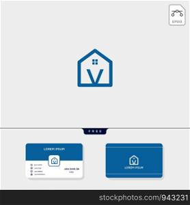 initial v creative logo template, minimalist logo for real estate corporate. vector illustration, business card design template include. initial creative logo template, minimalist logo for real estate corporate. vector illustration, business card design template include