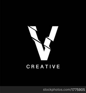 Initial V Letter Flat Logo Abstract Technology Vector Design Concept.