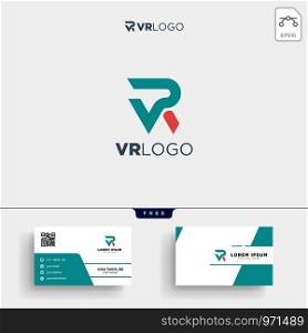 initial VR Visual Ready logo template vector illustration and business card design. VR Visual Ready logo template and business card design